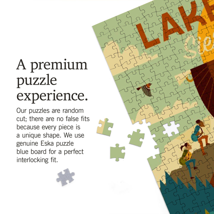 Lake Tahoe, California, Sierra Nevada, Geometric, Jigsaw Puzzle Puzzle Lantern Press 