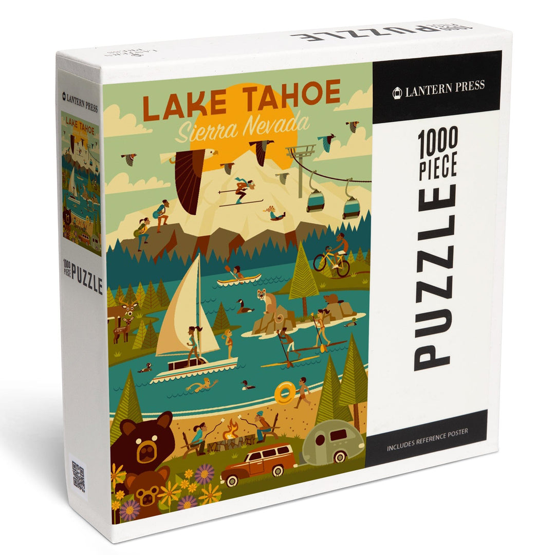 Lake Tahoe, California, Sierra Nevada, Geometric, Jigsaw Puzzle Puzzle Lantern Press 