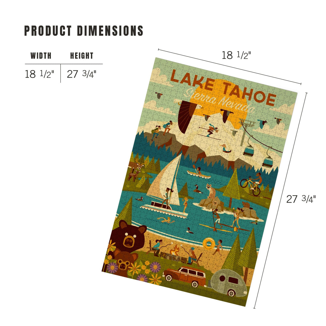 Lake Tahoe, California, Sierra Nevada, Geometric, Jigsaw Puzzle Puzzle Lantern Press 