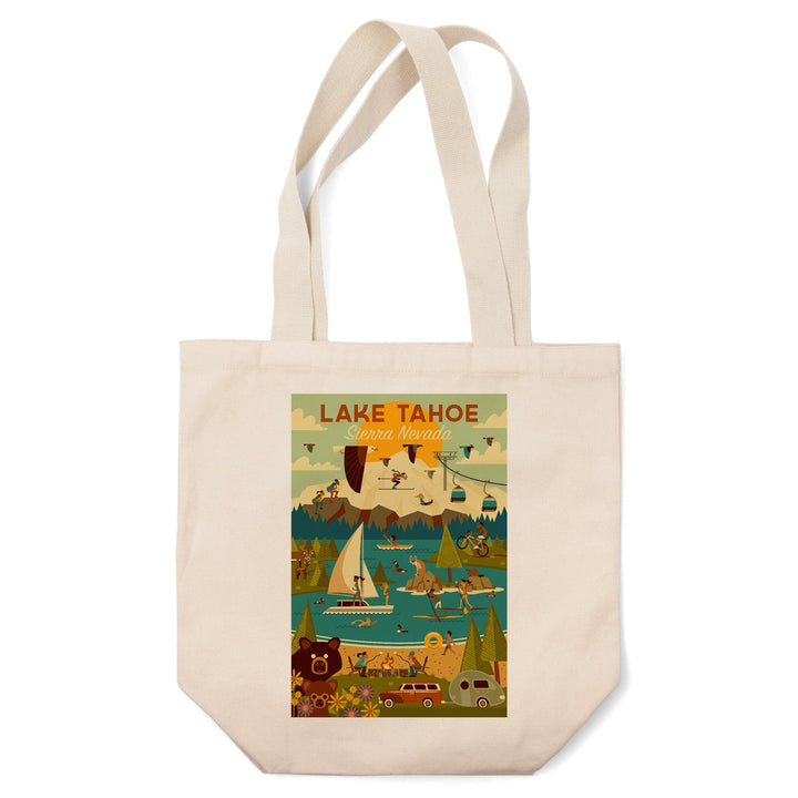Lake Tahoe, California, Sierra Nevada, Geometric, Tote Bag Totes Lantern Press 