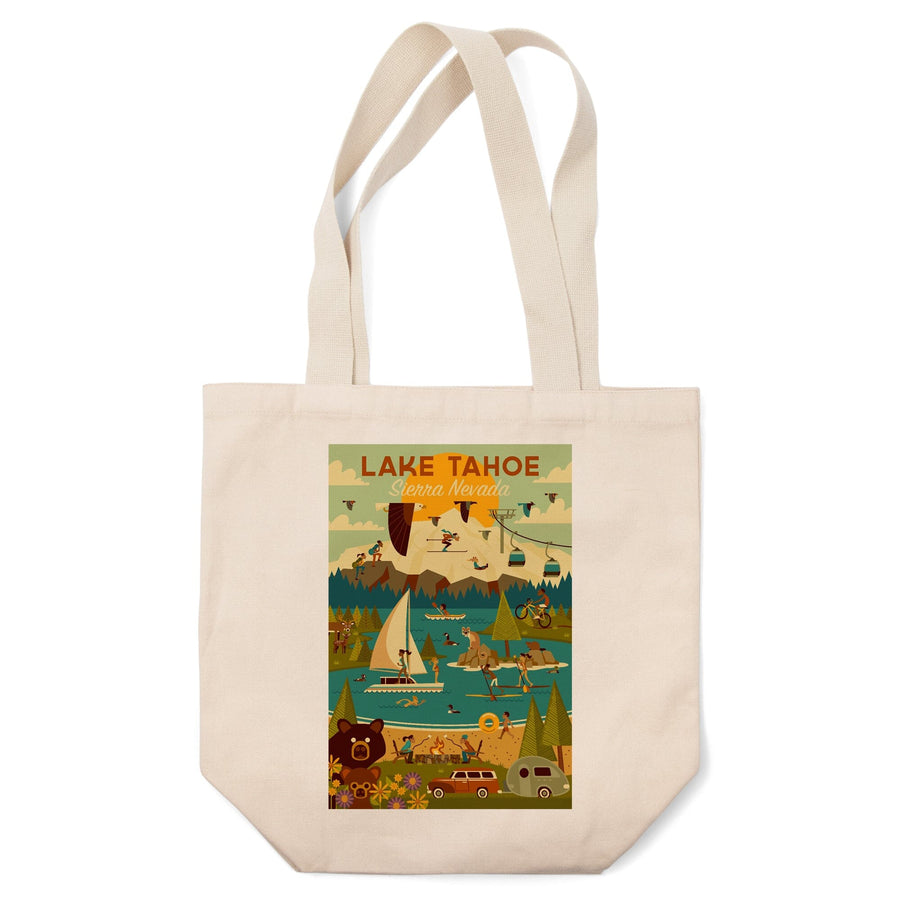 Lake Tahoe, California, Sierra Nevada, Geometric, Tote Bag Totes Lantern Press 