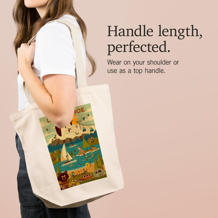 Lake Tahoe, California, Sierra Nevada, Geometric, Tote Bag Totes Lantern Press 