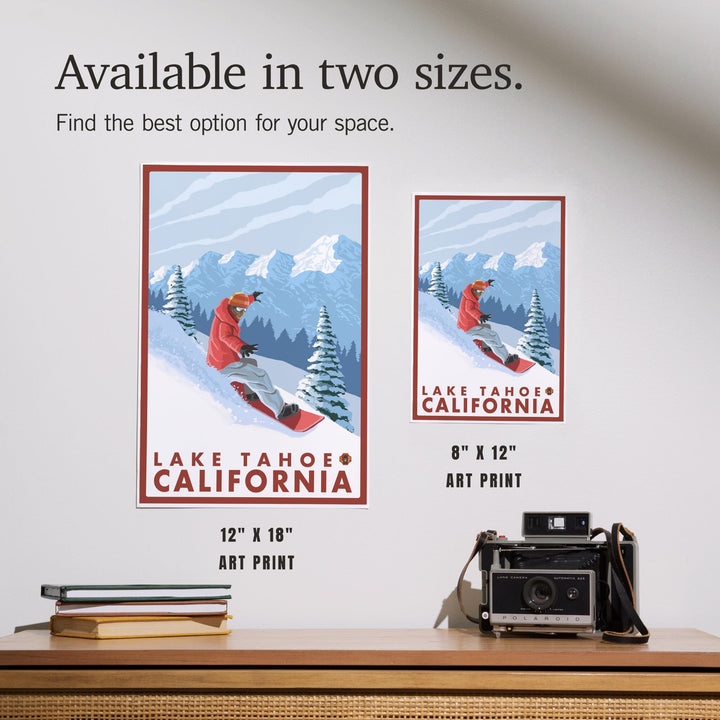 Lake Tahoe, California, Snowboarder Scene, Art & Giclee Prints Art Lantern Press 