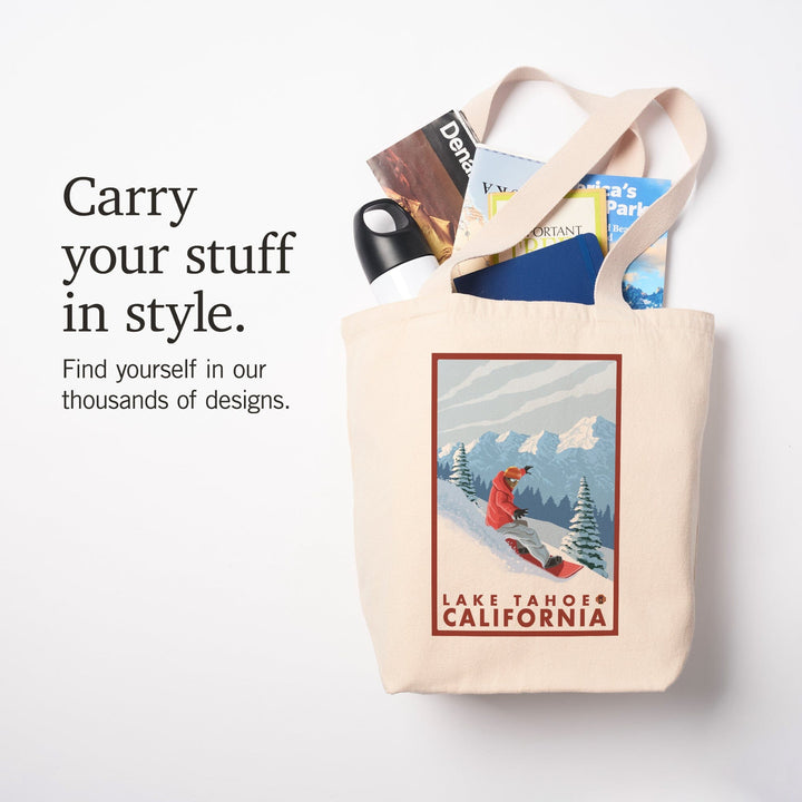 Lake Tahoe, California, Snowboarder Scene, Tote Bag Totes Lantern Press 