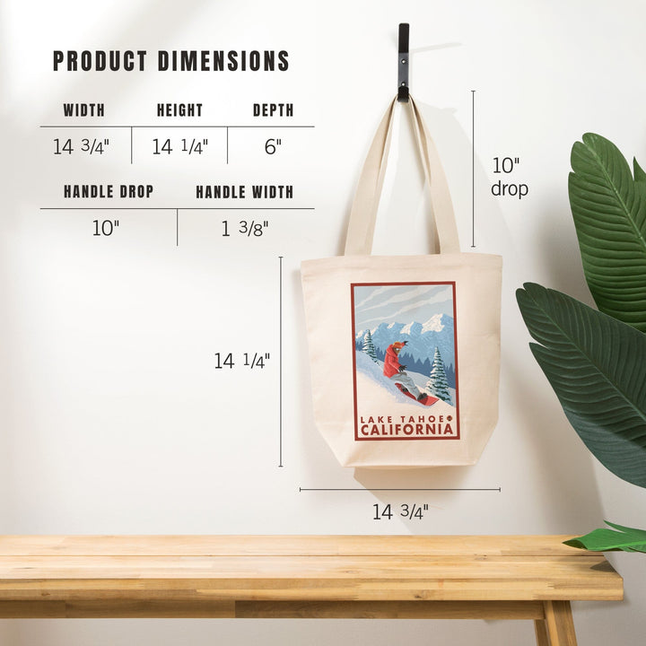 Lake Tahoe, California, Snowboarder Scene, Tote Bag Totes Lantern Press 