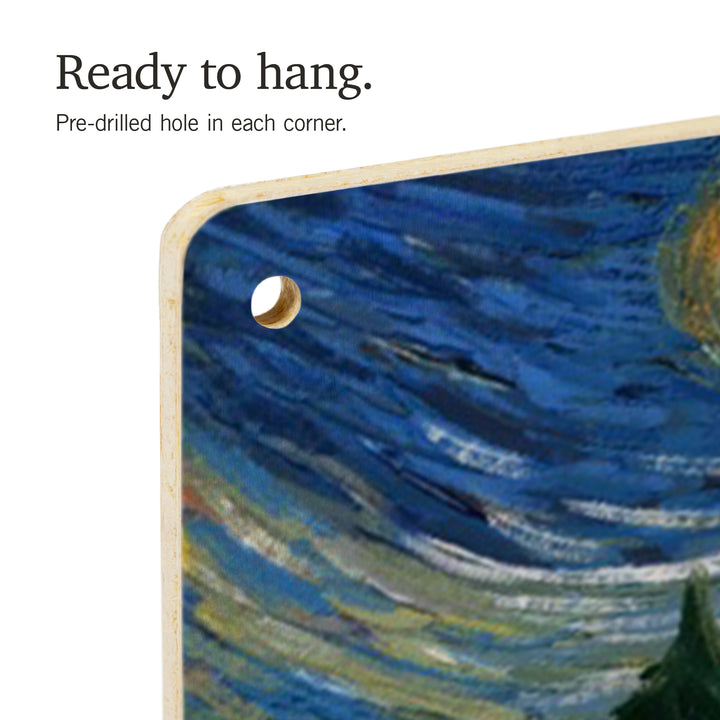 Lake Tahoe, California, Starry Night, Black Bear and Cub, Wood Signs and Postcards Wood Lantern Press 