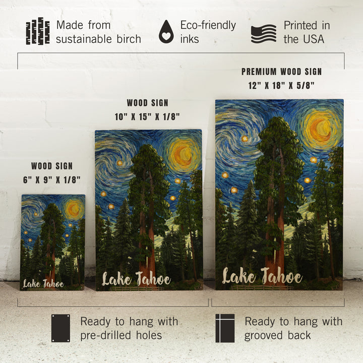 Lake Tahoe, California, Starry Night Series, Wood Signs and Postcards Wood Lantern Press 