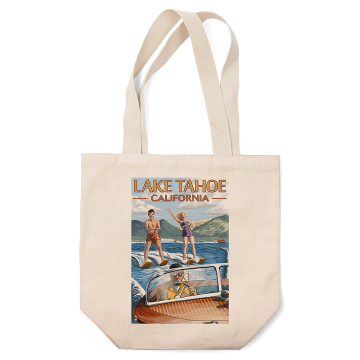 Lake Tahoe, California, Water Skiing Scene, Lantern Press Artwork, Tote Bag Totes Lantern Press 