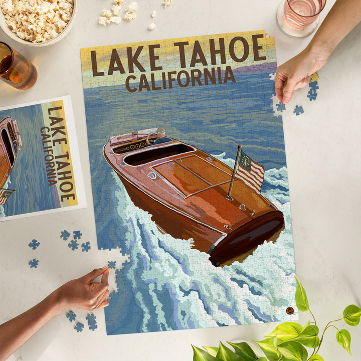 Lake Tahoe, California, Wooden Boat, Jigsaw Puzzle Puzzle Lantern Press 