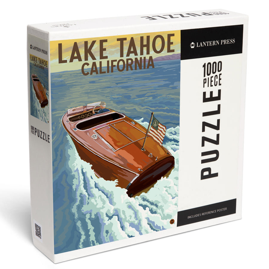 Lake Tahoe, California, Wooden Boat, Jigsaw Puzzle Puzzle Lantern Press 
