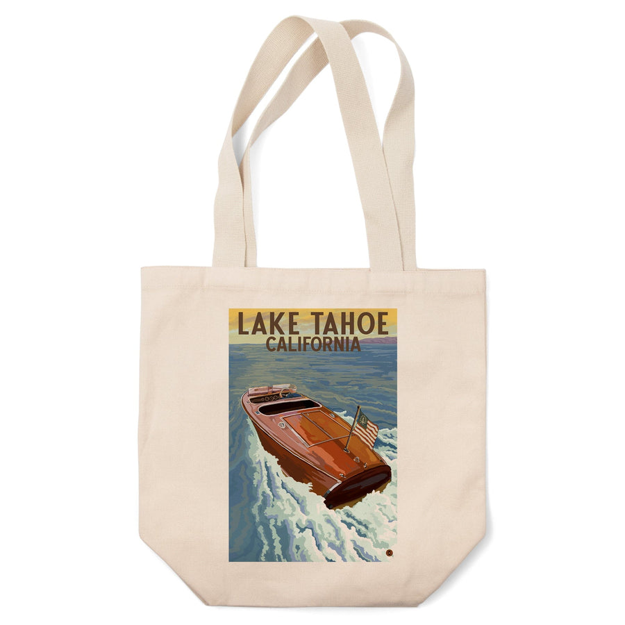 Lake Tahoe, California, Wooden Boat, Lantern Press Artwork, Tote Bag Totes Lantern Press 