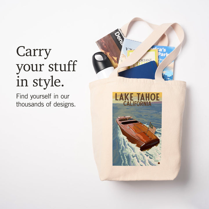 Lake Tahoe, California, Wooden Boat, Tote Bag Totes Lantern Press 