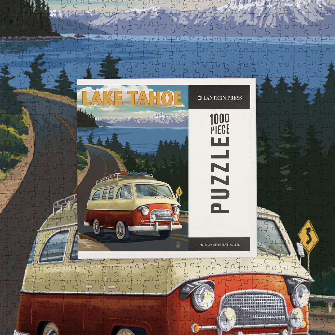 Lake Tahoe, Camper Van, Jigsaw Puzzle Puzzle Lantern Press 