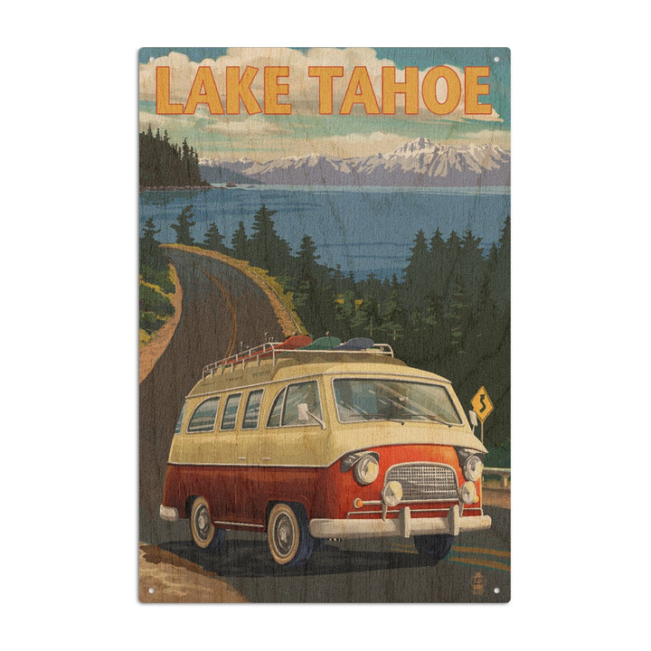 Lake Tahoe, Camper Van, Lantern Press Artwork, Wood Signs and Postcards Wood Lantern Press 10 x 15 Wood Sign 