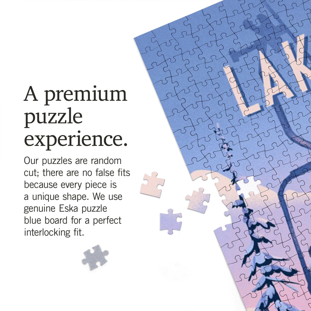 Lake Tahoe, Chill on the Uphill, Ski Lift, Jigsaw Puzzle Puzzle Lantern Press 