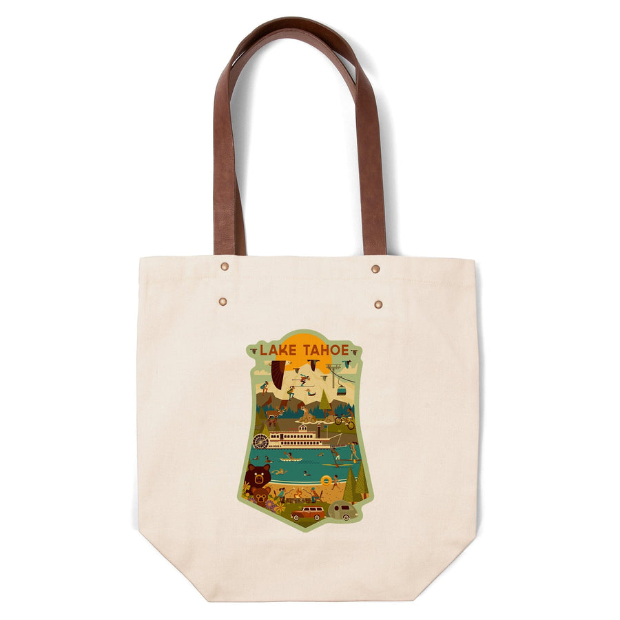 Lake Tahoe, Contour, Geometric Collection, Deluxe Tote Totes Lantern Press 