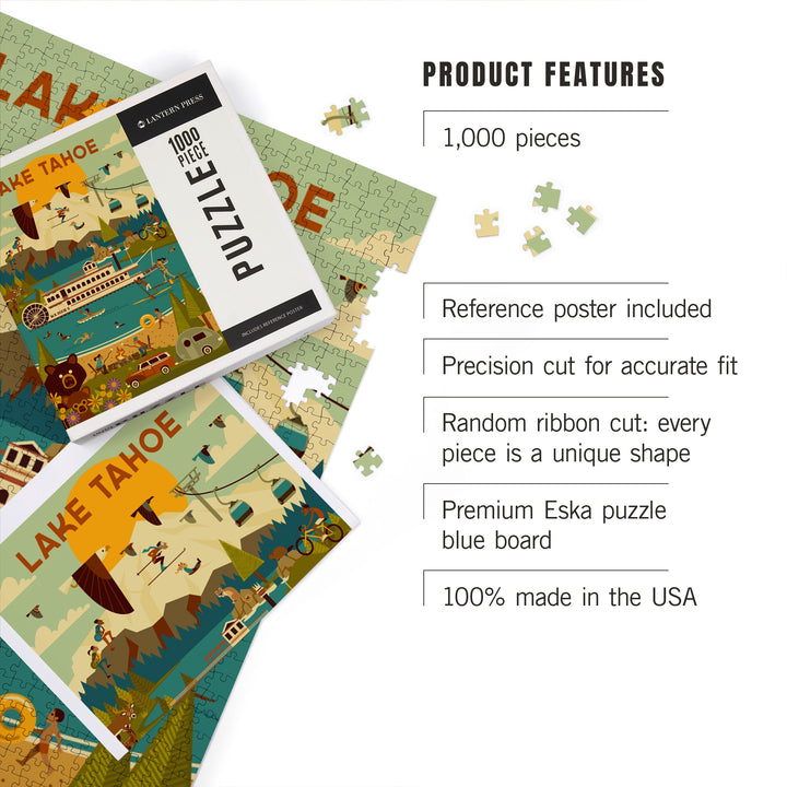 Lake Tahoe, Geometric Collection, Jigsaw Puzzle Puzzle Lantern Press 