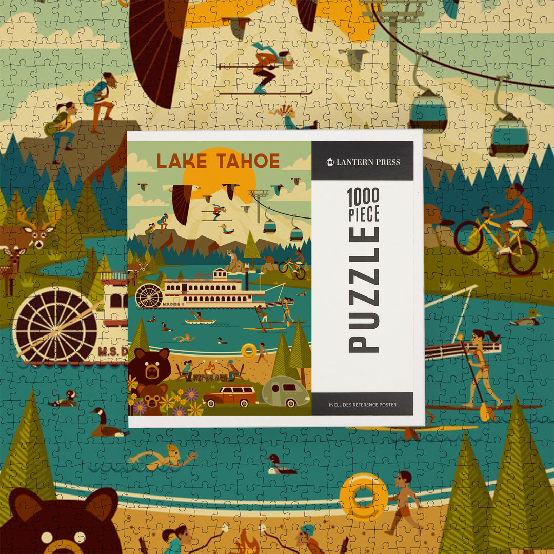 Lake Tahoe, Geometric Collection, Jigsaw Puzzle Puzzle Lantern Press 