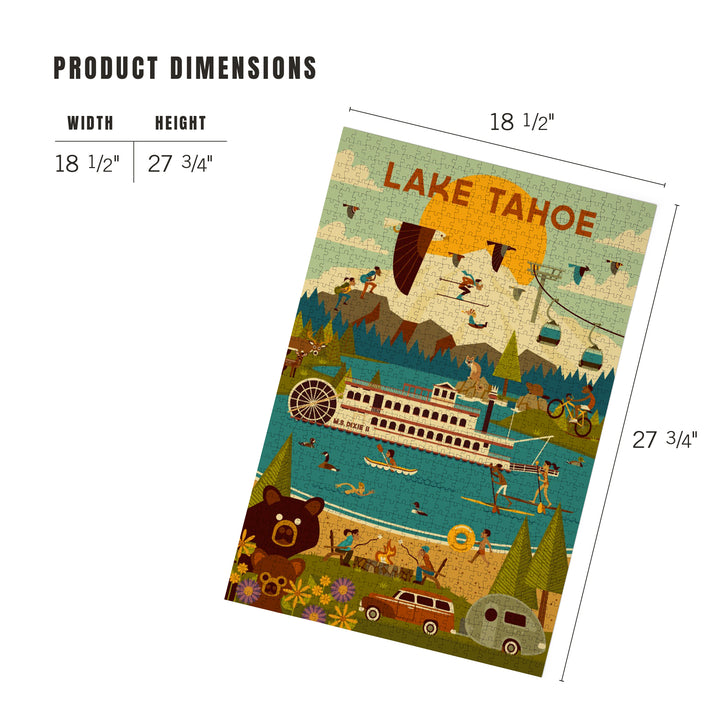 Lake Tahoe, Geometric Collection, Jigsaw Puzzle Puzzle Lantern Press 