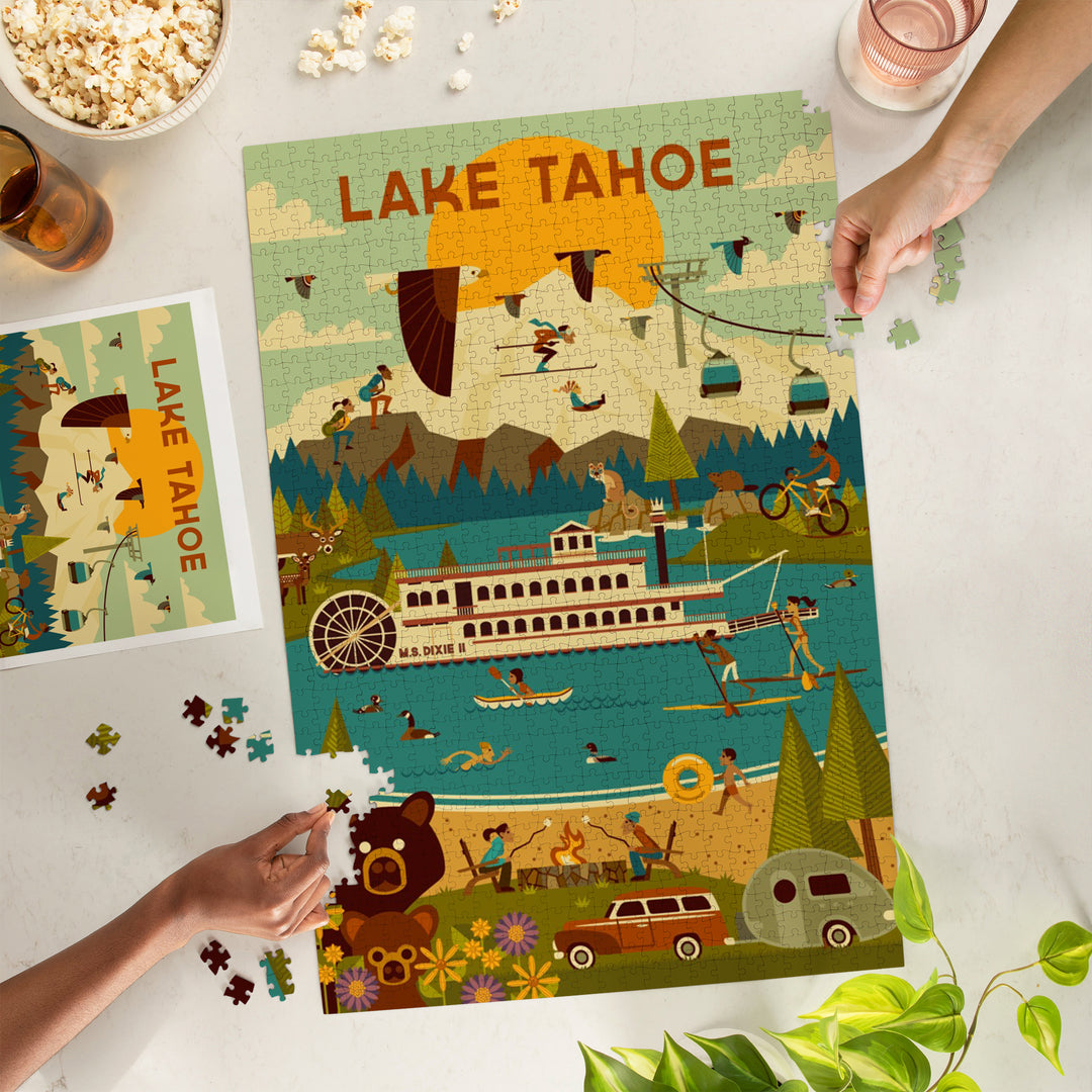 Lake Tahoe, Geometric Collection, Jigsaw Puzzle Puzzle Lantern Press 