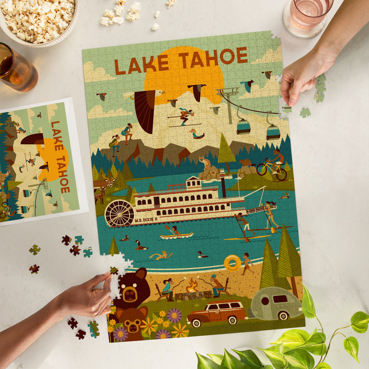 Lake Tahoe, Geometric Collection, Jigsaw Puzzle Puzzle Lantern Press 