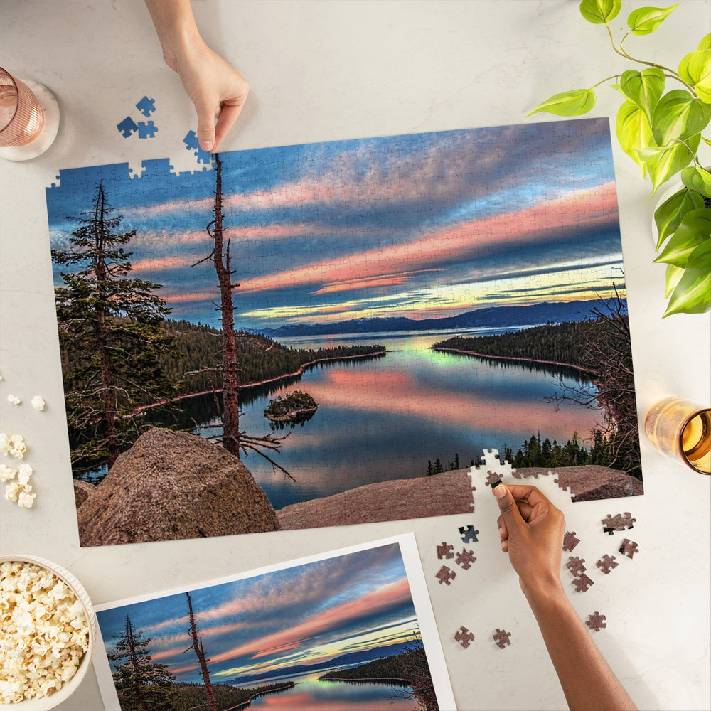 Lake Tahoe, Lake and Mirrored Sky, Jigsaw Puzzle Puzzle Lantern Press 
