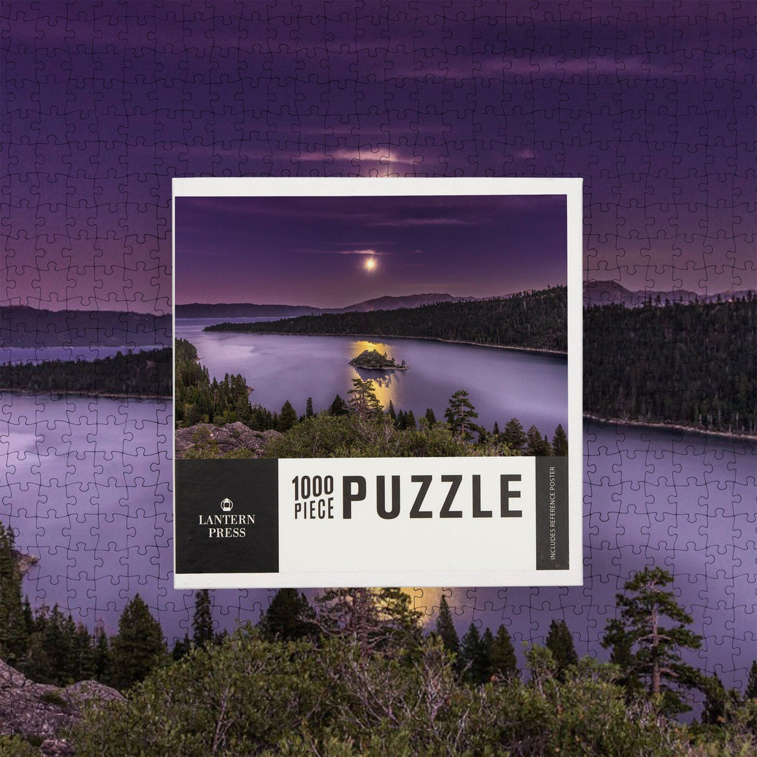 Lake Tahoe, Lake and Purple Sky, Jigsaw Puzzle Puzzle Lantern Press 