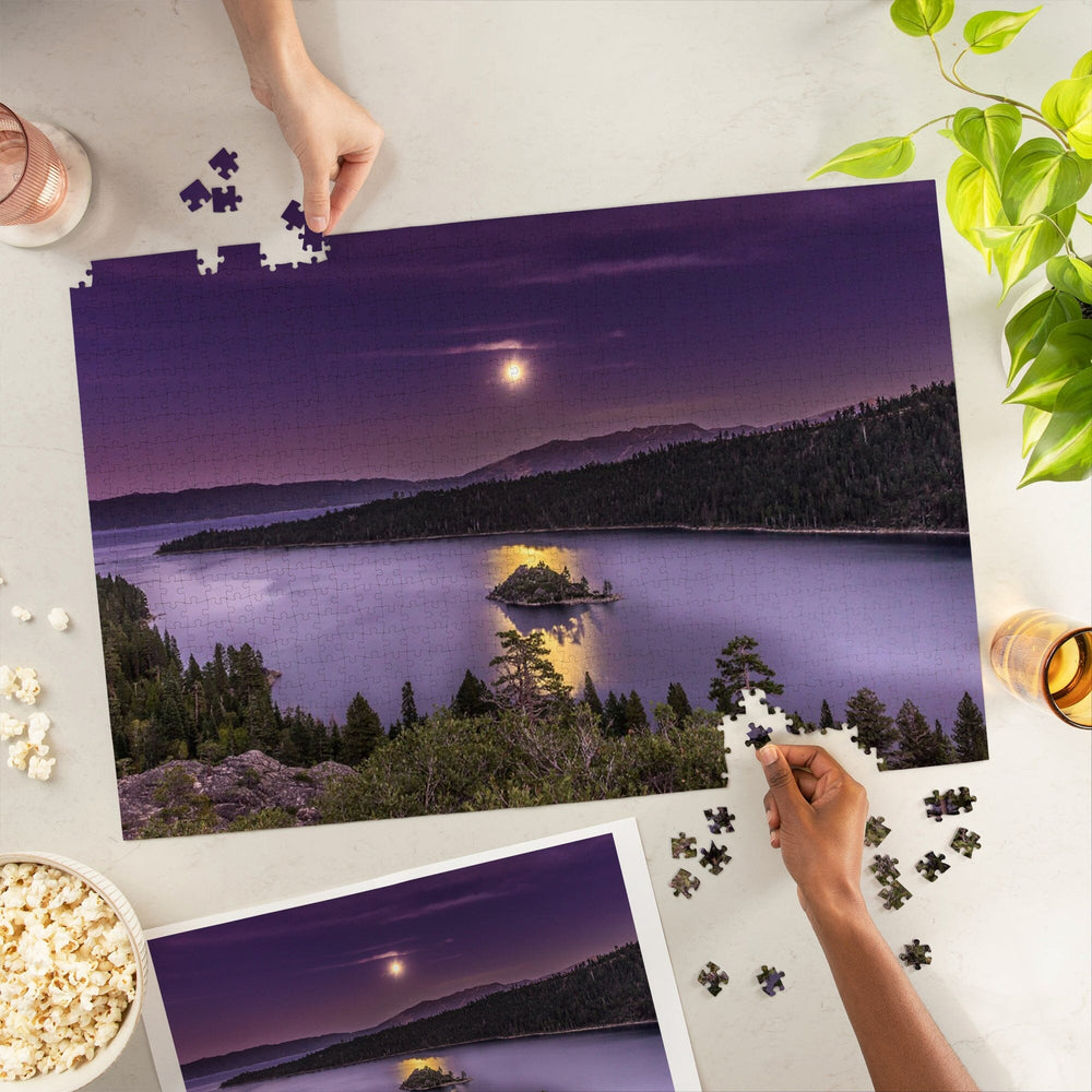 Lake Tahoe, Lake and Purple Sky, Jigsaw Puzzle Puzzle Lantern Press 