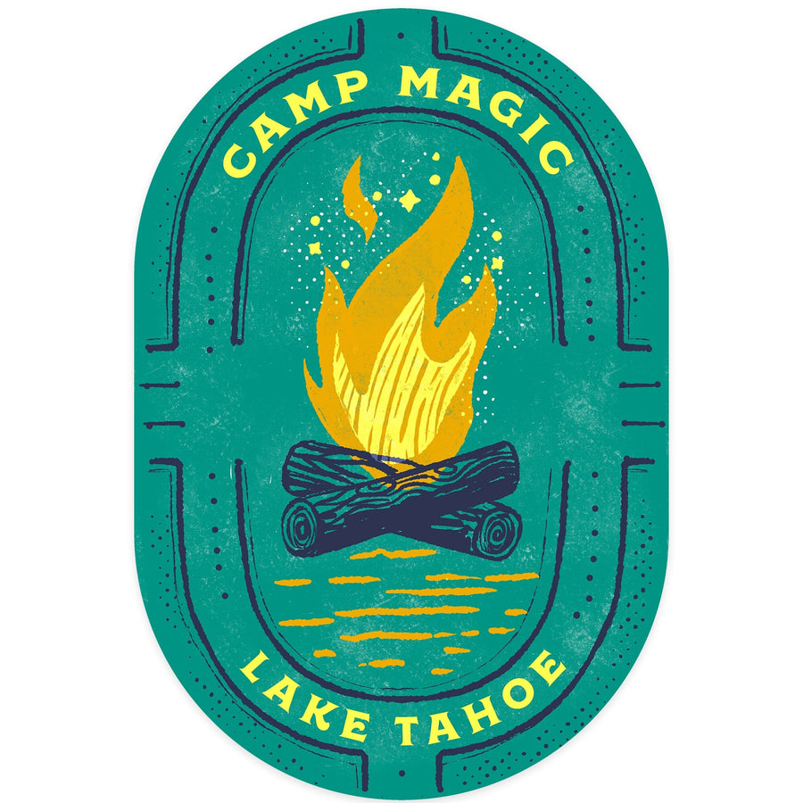 Lake Tahoe, Lake Life Series, Camp Magic, Contour, Vinyl Sticker Sticker Lantern Press 