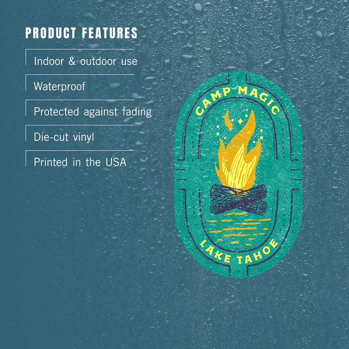 Lake Tahoe, Lake Life Series, Camp Magic, Contour, Vinyl Sticker Sticker Lantern Press 