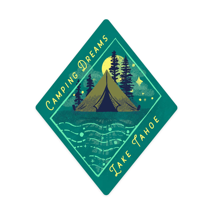 Lake Tahoe, Lake Life Series, Camping Dreams, Contour, Vinyl Sticker Sticker Lantern Press 
