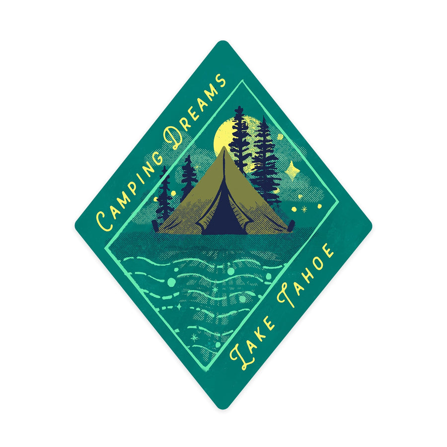 Lake Tahoe, Lake Life Series, Camping Dreams, Contour, Vinyl Sticker Sticker Lantern Press 
