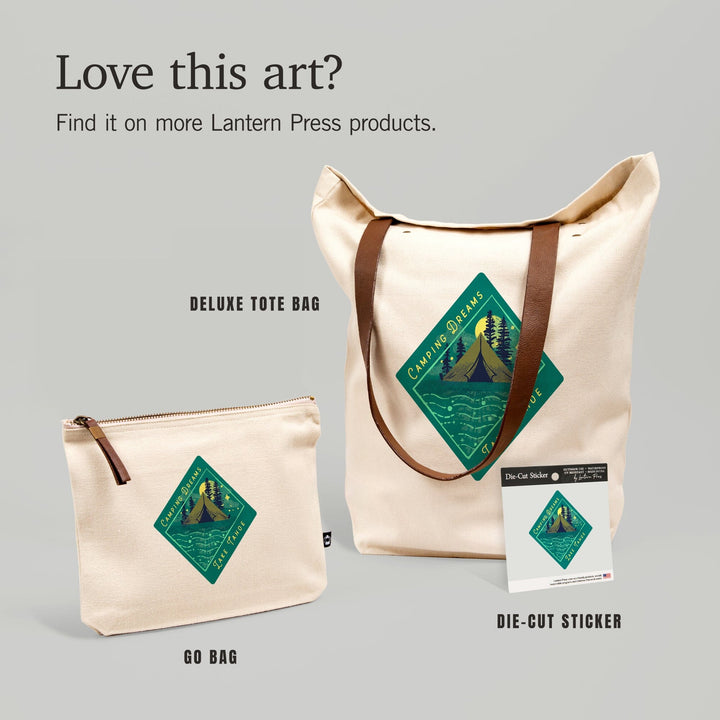 Lake Tahoe, Lake Life Series, Camping Dreams, Contour, Vinyl Sticker Sticker Lantern Press 