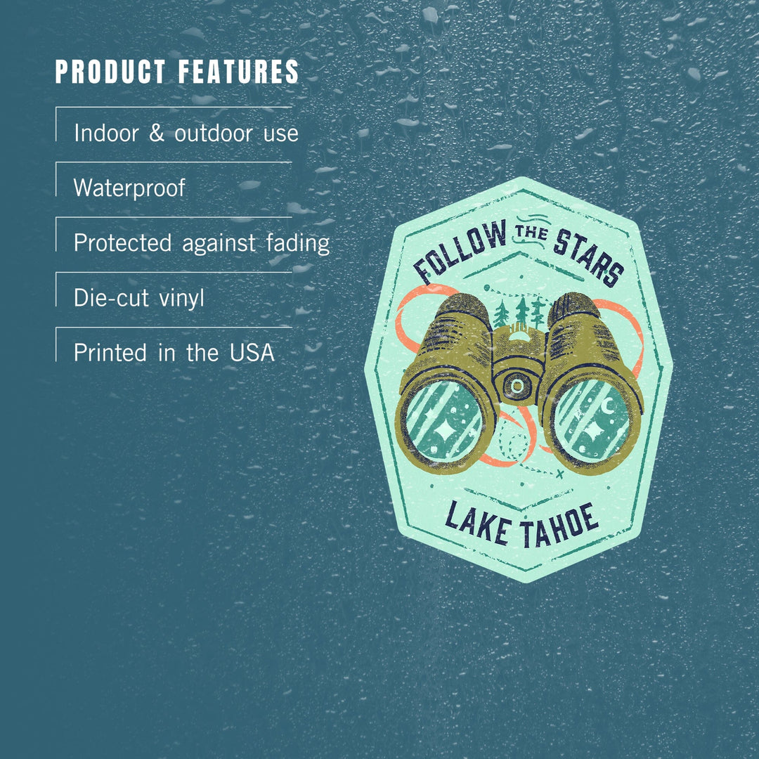 Lake Tahoe, Lake Life Series, Follow The Stars, Contour, Vinyl Sticker Sticker Lantern Press 