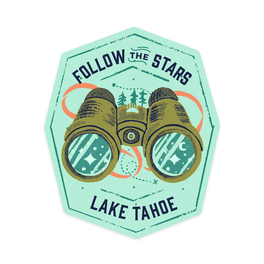 Lake Tahoe, Lake Life Series, Follow The Stars, Contour, Vinyl Sticker Sticker Lantern Press 
