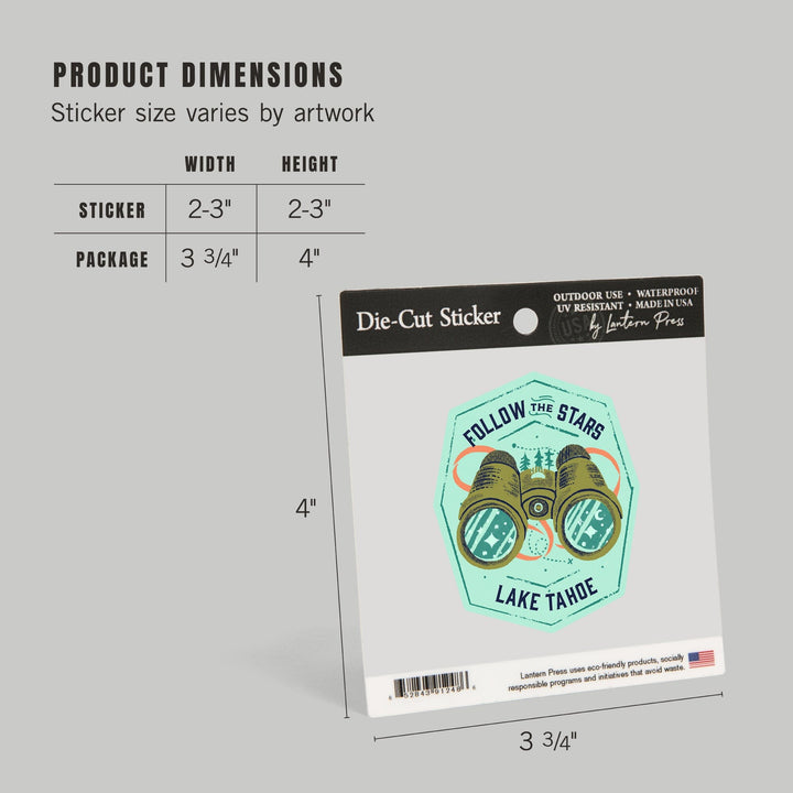 Lake Tahoe, Lake Life Series, Follow The Stars, Contour, Vinyl Sticker Sticker Lantern Press 