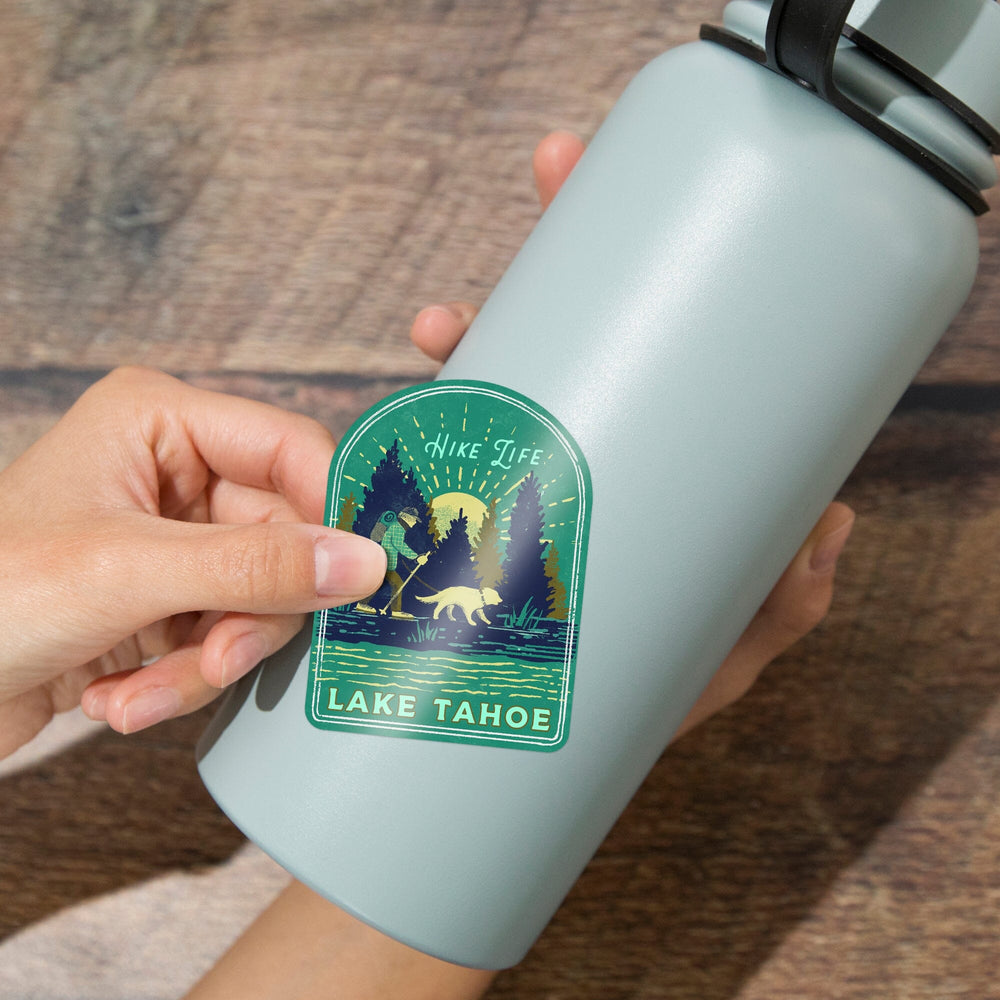 Lake Tahoe, Lake Life Series, Hike Life, Contour, Vinyl Sticker Sticker Lantern Press 