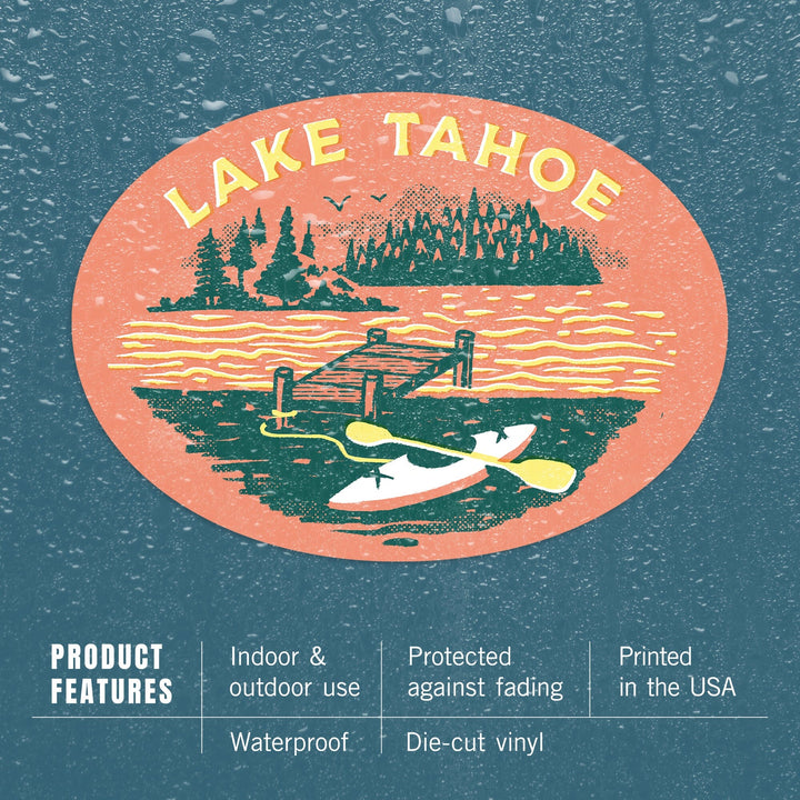 Lake Tahoe, Lake Life Series, Lake Adventures, Contour, Vinyl Sticker Sticker Lantern Press 