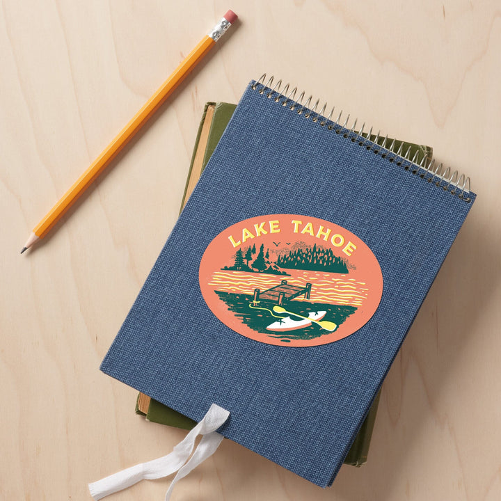 Lake Tahoe, Lake Life Series, Lake Adventures, Contour, Vinyl Sticker Sticker Lantern Press 