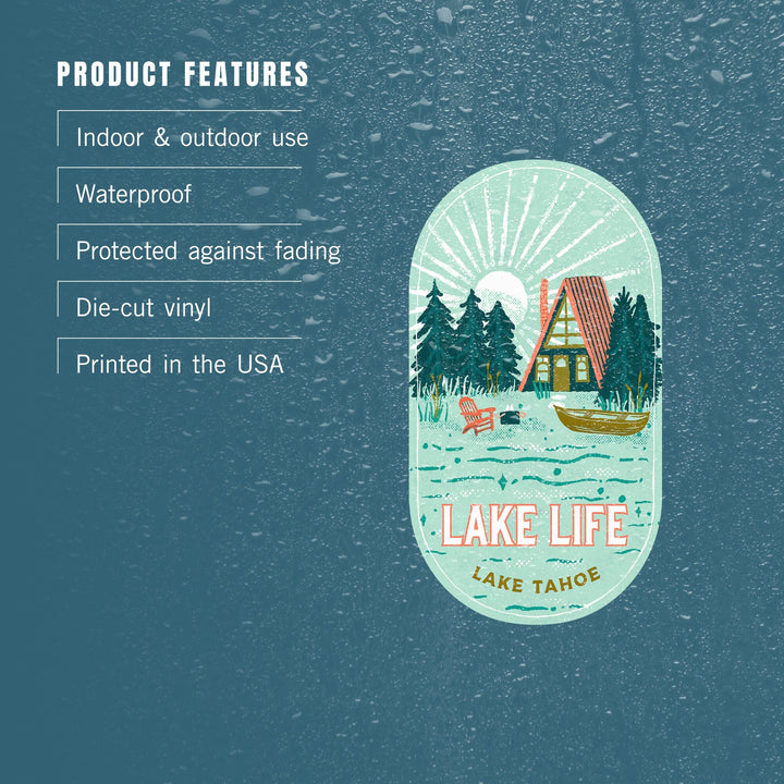 Lake Tahoe, Lake Life Series, Lake Life, Contour, Vinyl Sticker Sticker Lantern Press 