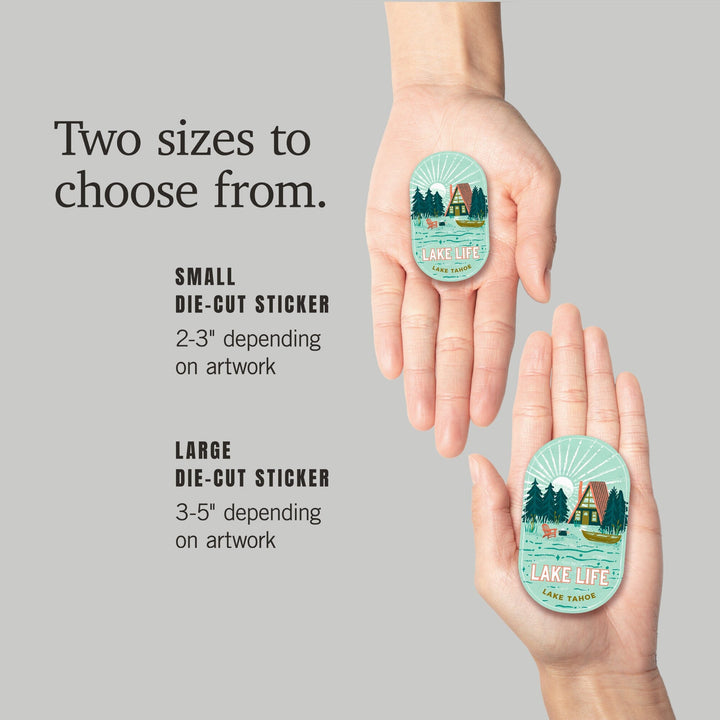 Lake Tahoe, Lake Life Series, Lake Life, Contour, Vinyl Sticker Sticker Lantern Press 