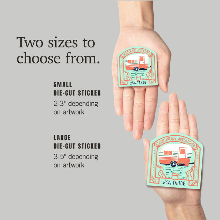 Lake Tahoe, Lake Life Series, Spontaneous Adventurer, Contour, Vinyl Sticker Sticker Lantern Press 