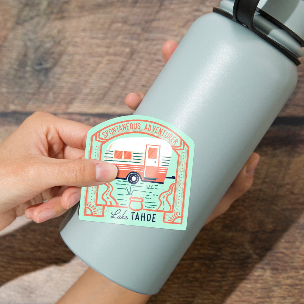 Lake Tahoe, Lake Life Series, Spontaneous Adventurer, Contour, Vinyl Sticker Sticker Lantern Press 
