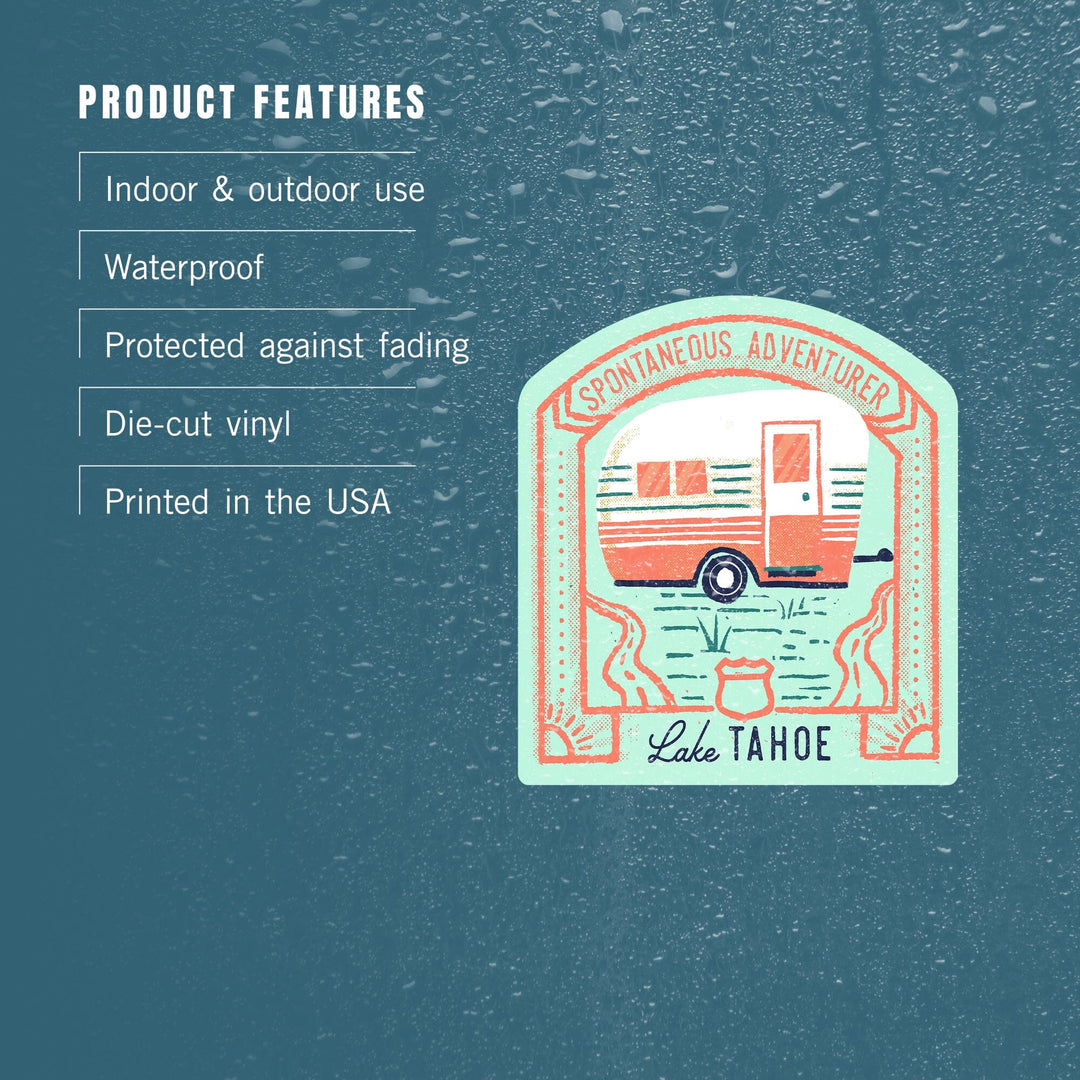 Lake Tahoe, Lake Life Series, Spontaneous Adventurer, Contour, Vinyl Sticker Sticker Lantern Press 