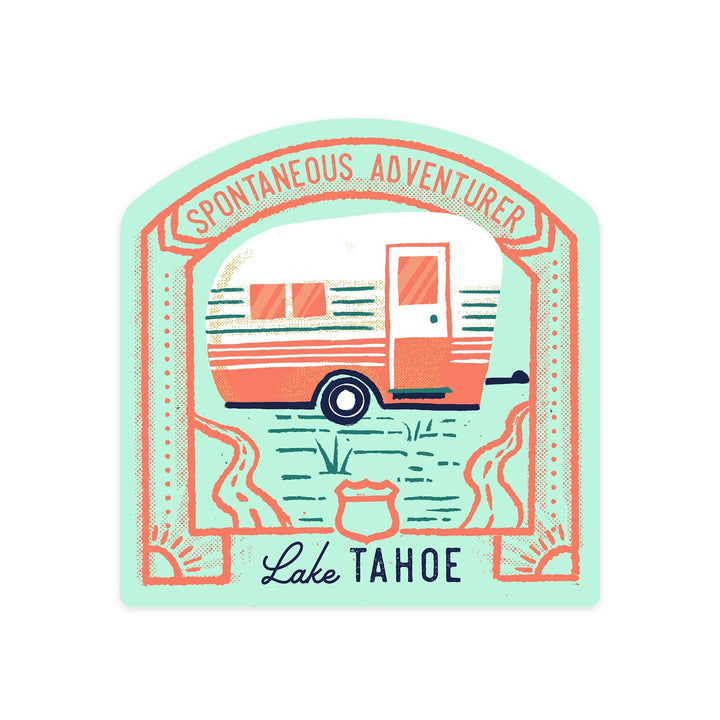 Lake Tahoe, Lake Life Series, Spontaneous Adventurer, Contour, Vinyl Sticker Sticker Lantern Press 
