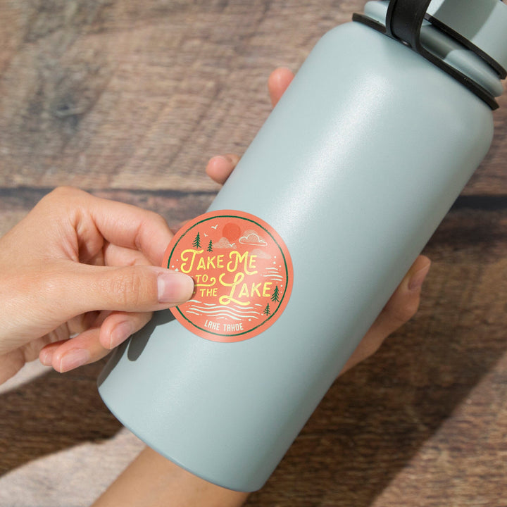 Lake Tahoe, Lake Life Series, Take Me To The Lake, Contour, Vinyl Sticker Sticker Lantern Press 