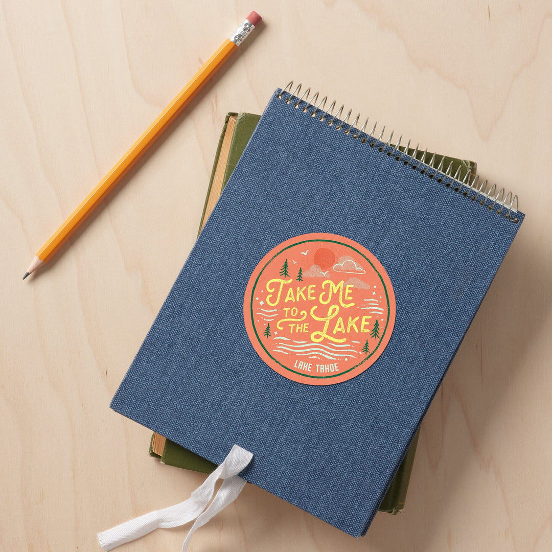 Lake Tahoe, Lake Life Series, Take Me To The Lake, Contour, Vinyl Sticker Sticker Lantern Press 