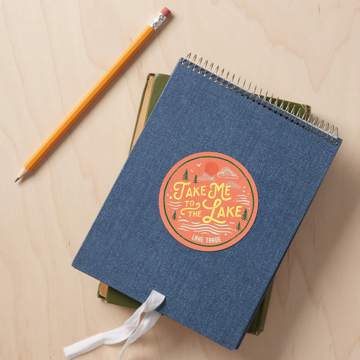 Lake Tahoe, Lake Life Series, Take Me To The Lake, Contour, Vinyl Sticker Sticker Lantern Press 