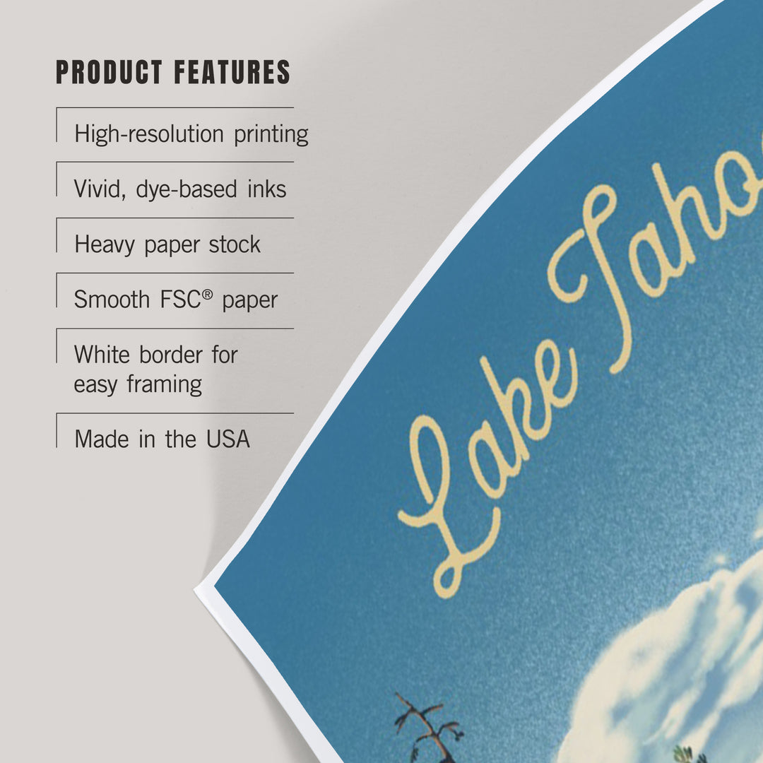 Lake Tahoe, Lithograph, Art & Giclee Prints Art Lantern Press 