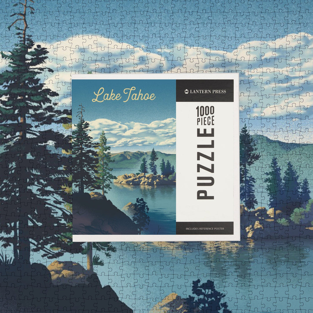 Lake Tahoe, Lithograph, Jigsaw Puzzle - Lantern Press